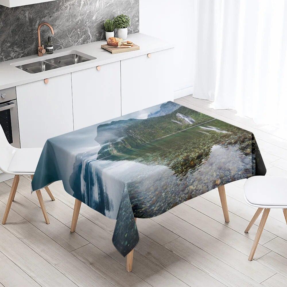 Красивые природные пейзажи с принтом скатерть на открытом воздухе для пикника, кемпинга, устойчивая к пятнам, водонепроницаемая скатерть, украшение для дома