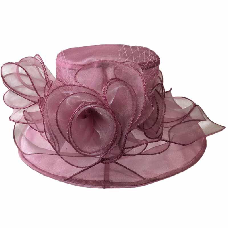 Женская винтажная шляпа от солнца с широкими полями и цветами из органзы