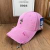 ins retro pendant cap washed old ripped baseball cap metal cross atmosphere men's and women's hats