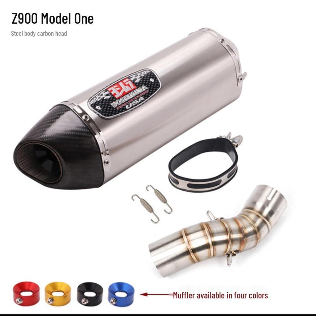 Kawasaki Z900 Titanium SC Exhaust System: Blue-Baked Front Section for Motorcycle Modification