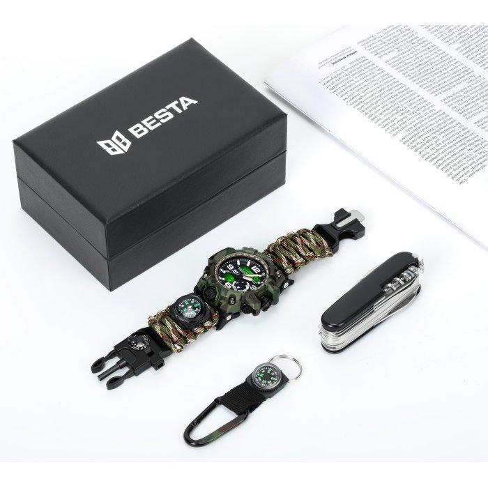 Men's Waterproof Tactical Watch Besta Box Military Set Gift Set, With Compass