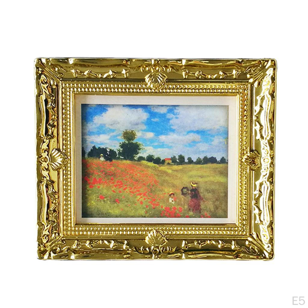1/12 Dollhouse Decoration - Mini Golden Picture Frame / Photo with 76 X 65mm