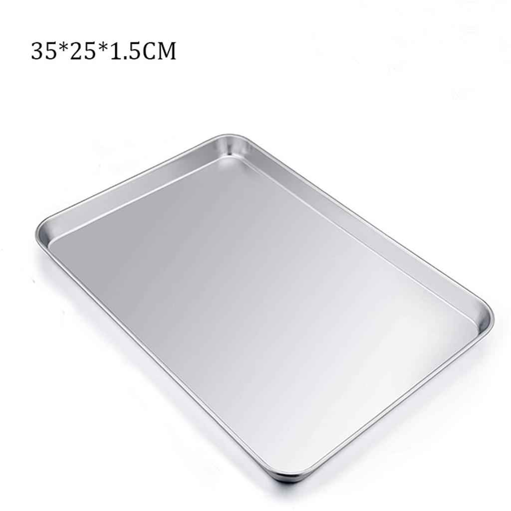 Stainless Steel Fruit Plate Heavy Duty Rectangle Loaf Pan Cake Dish Baking Tray Cookie Sheets