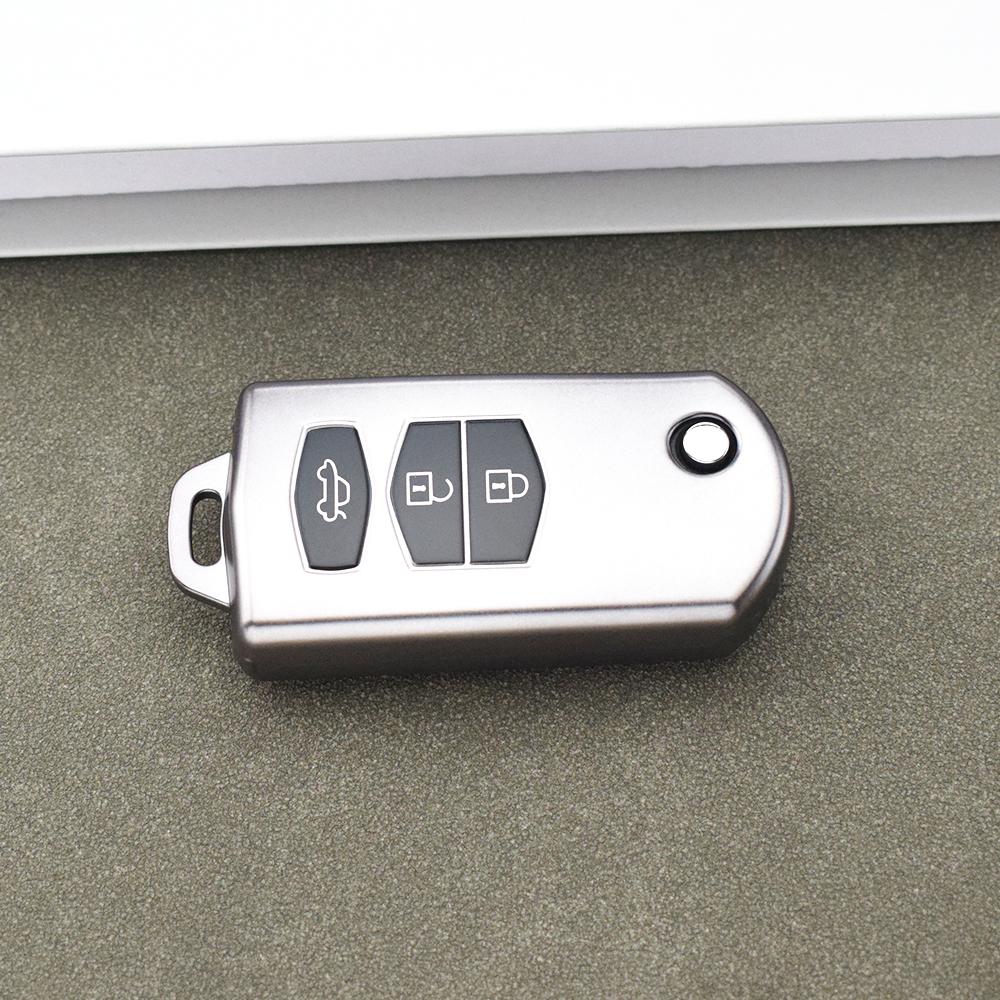 Gun Grey Shell Fob Bag Keyless Protector 2 3 Buttons for Mazda 3 5 6 Series M6 RX8 MX5 TPU Car Flip Key Case Cover Accessories