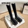 Сапоги до колена с V-образным вырезом женские 2025 осень новые корейская версия на толстой подошве тонкие сапоги высокие сапоги-рыцари инс