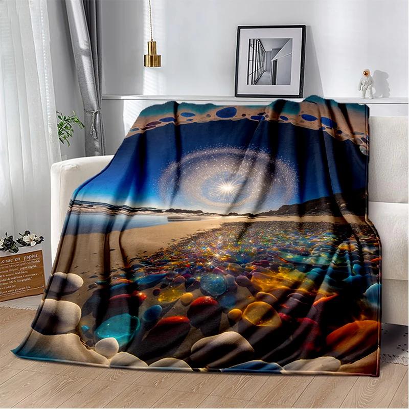 2025 New Style Beauty Colorful Pebble Road Beach Stone Scenery Blanket,Soft Throw Blanket for Home Bedroom Bed Sofa Cover Kids