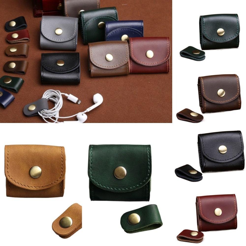 Waterproof Leather Data Cable Storage Box Mini Mini Coin Purse Key Holder Headphone Bag Travel