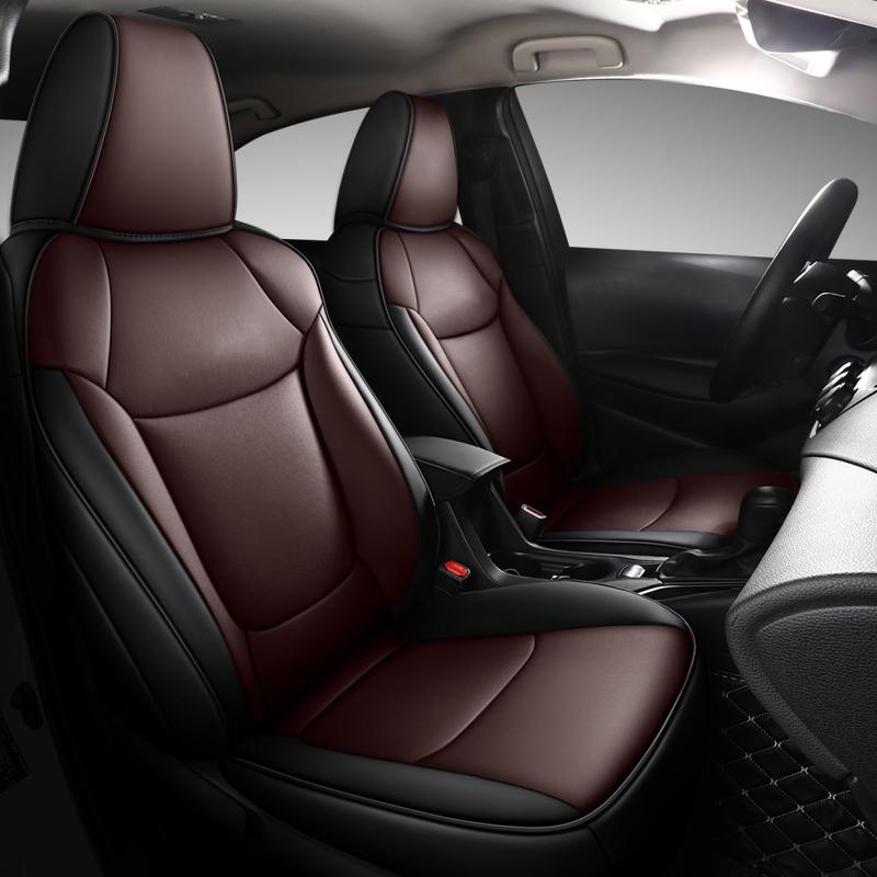 Индивидуальные чехлы на сиденья автомобиля для Toyota Corolla 2019-2025 Водонепроницаемые кожаные подушки Аксессуары для защиты автомобиля Полный комплект