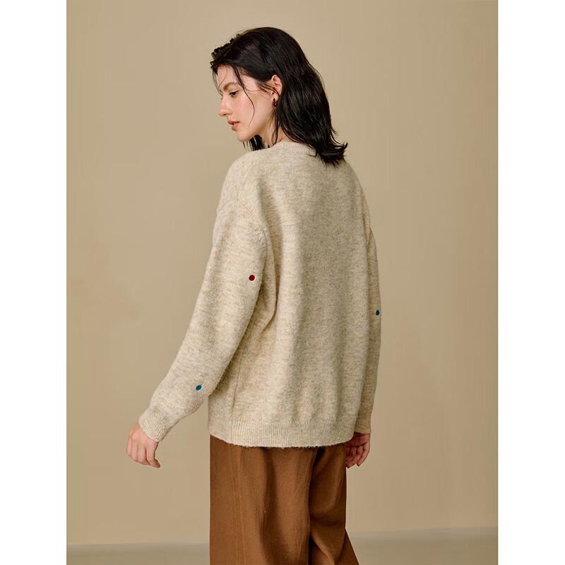 INMAN Women's Wool Blend Drop Shoulder Knit Sweater