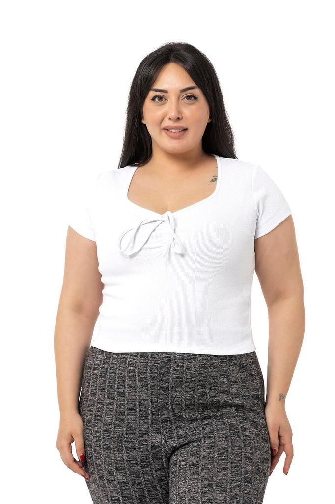 Women's Style Big Size Body Plus Size Half Sleeves Camisole Green Bodysuit With Lace Detail On The Chest