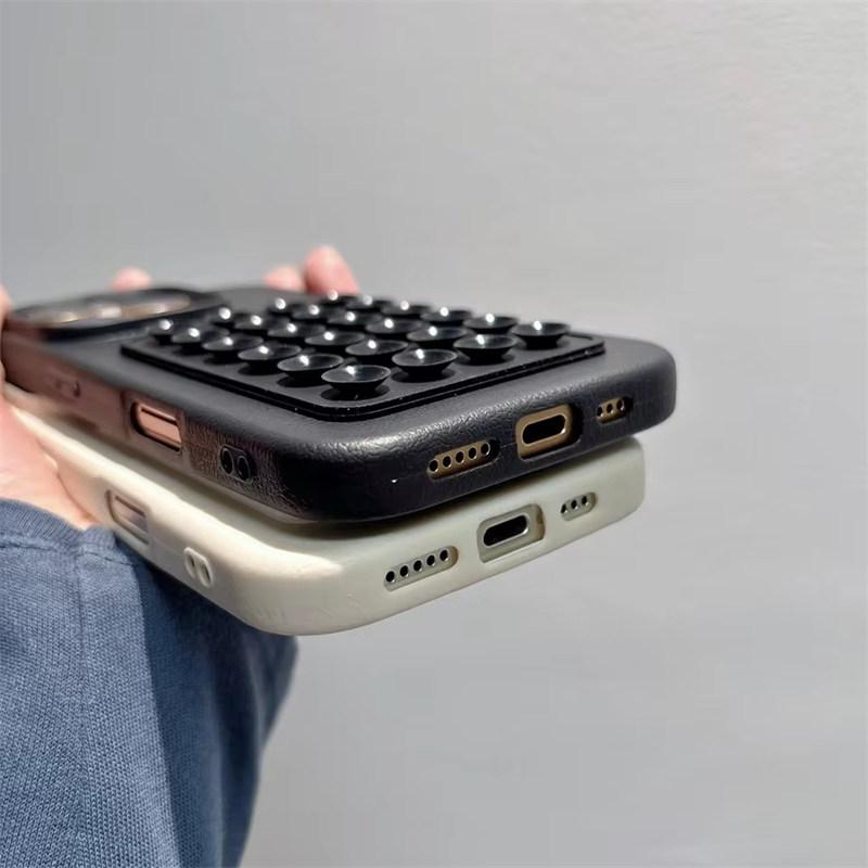 Роскошный 3D Стенд с присосками Чехол для телефона с узором личи для iPhone17 16 15 14 Plus 13 12 11 Pro Max XR X XS Мягкая противоударная крышка