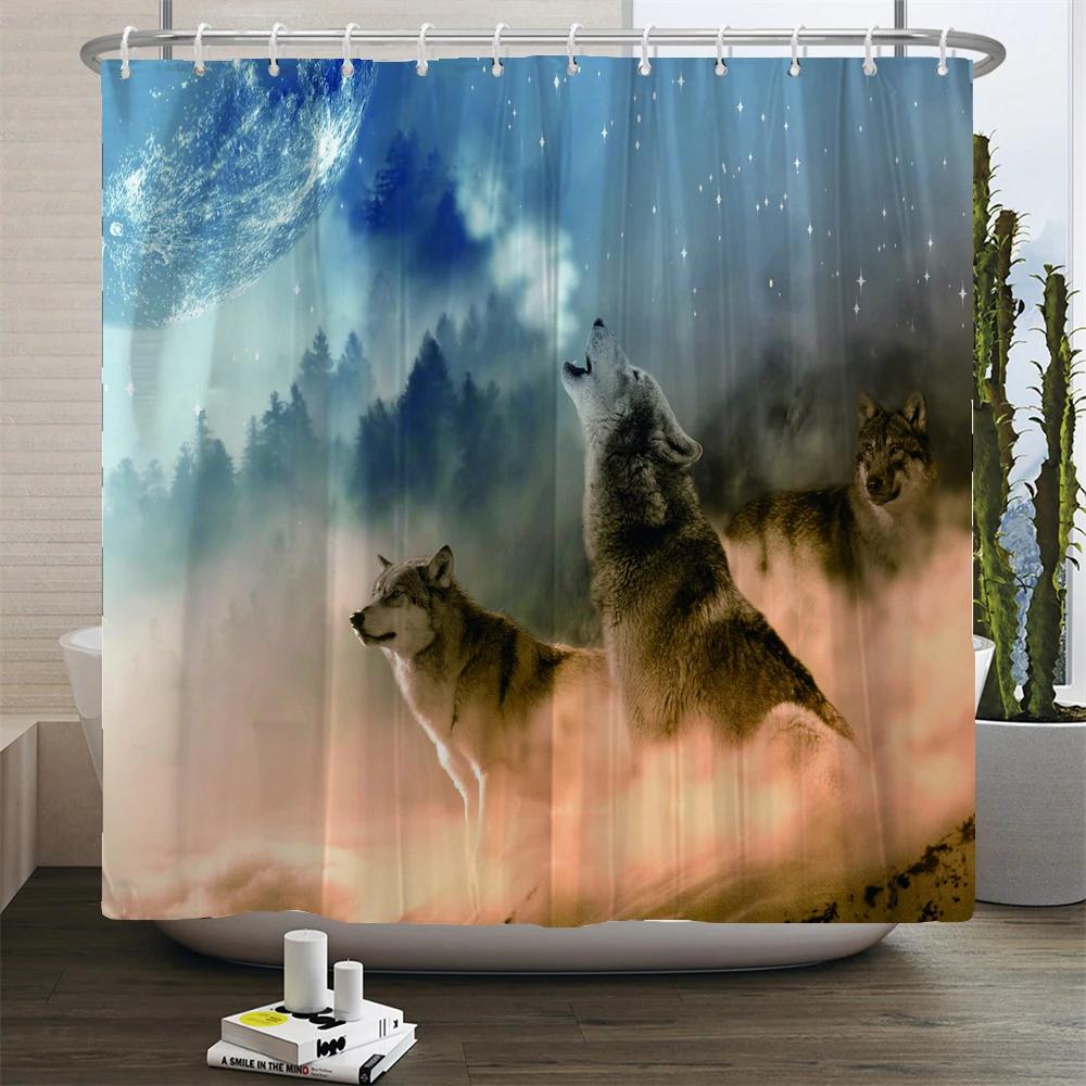 Животные напечатаны лев, тигр, кошка, Слон, 3d Занавески для ванной Водонепроницаемая полиэстеровая ткань Моющаяся занавеска для душа для ванной с крючком