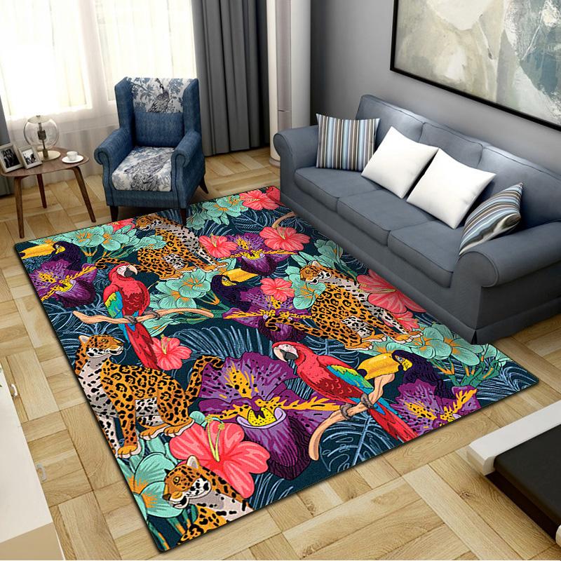 Jungle Leopard Carpet Rug for Living Room Bedroom Home Sofa Decoration,Kids play Non-slip Floor Mat