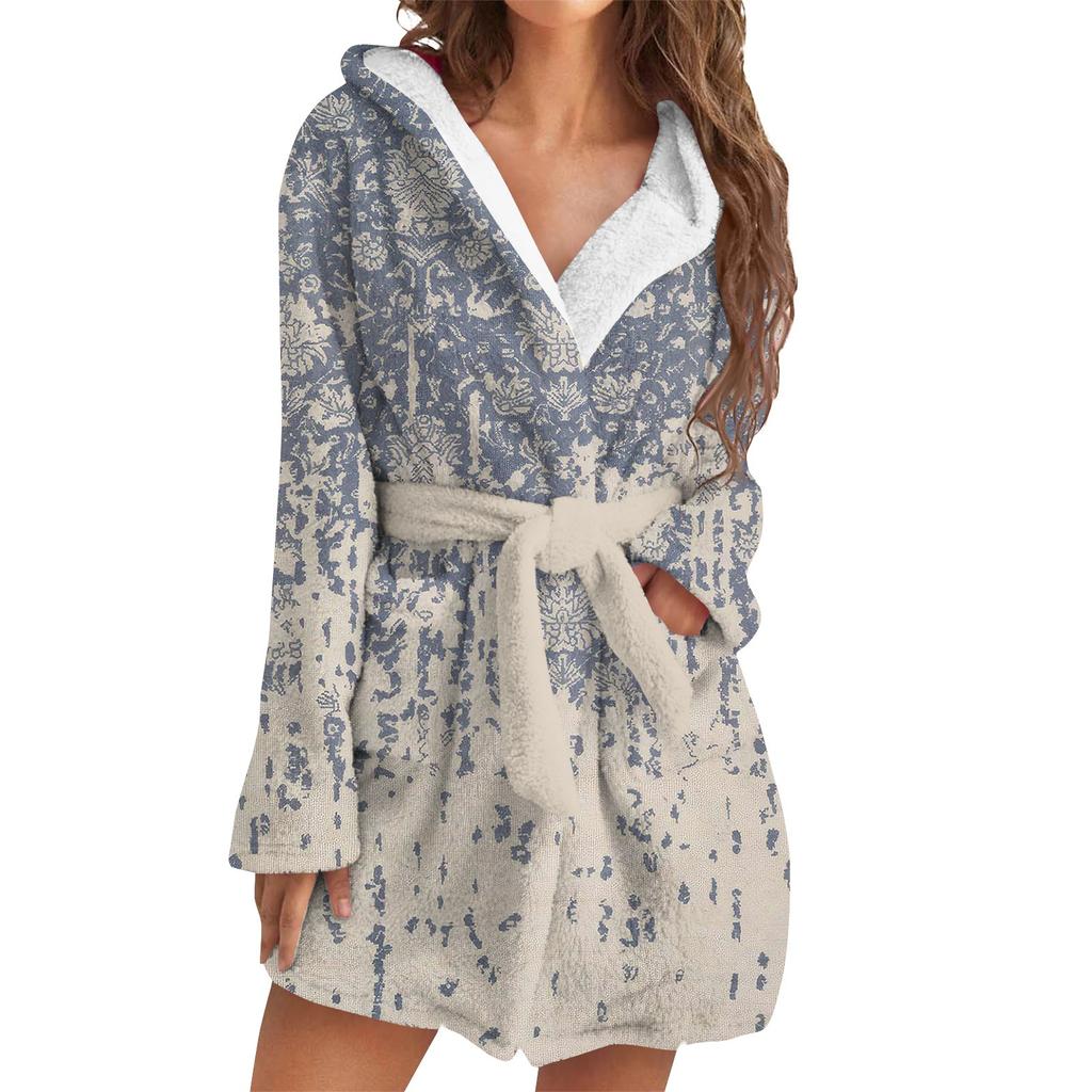 Женский теплый халат с длинными рукавами на осень и зиму, домашняя одежда, рождественская плюшевая пижама, халат