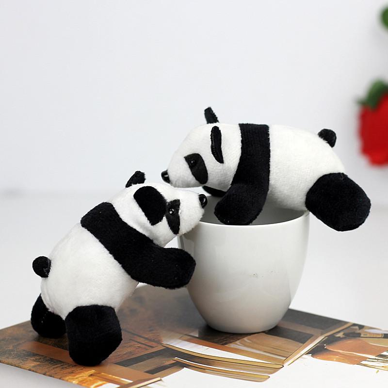 Adorable Plush Panda Keychain 10cm Soft Short Plush Toy With Pp Cotton Filling