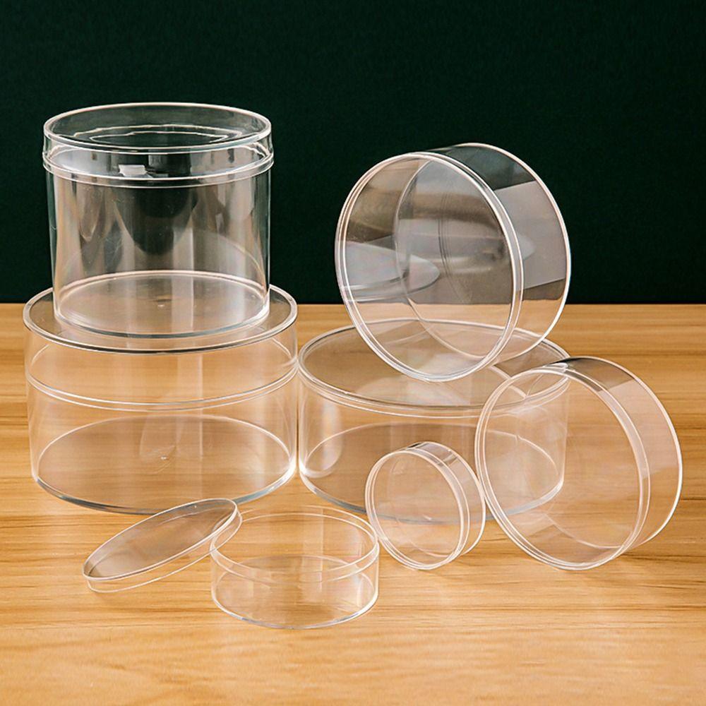 Round Storage Box Transparent Jewelry Box Practical Collection Containers Jewelry Nail Art Biscuit