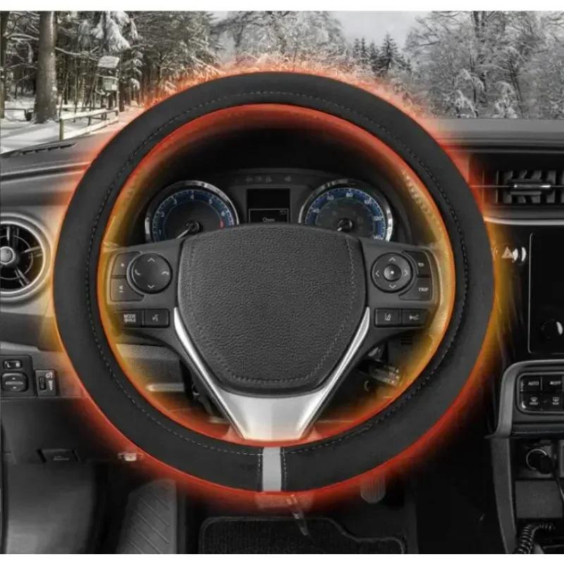 Зимние 12 В автомобильные защитные чехлы на руль с подогревом Универсальные чехлы на руль с подогревом Детали салона автомобиля