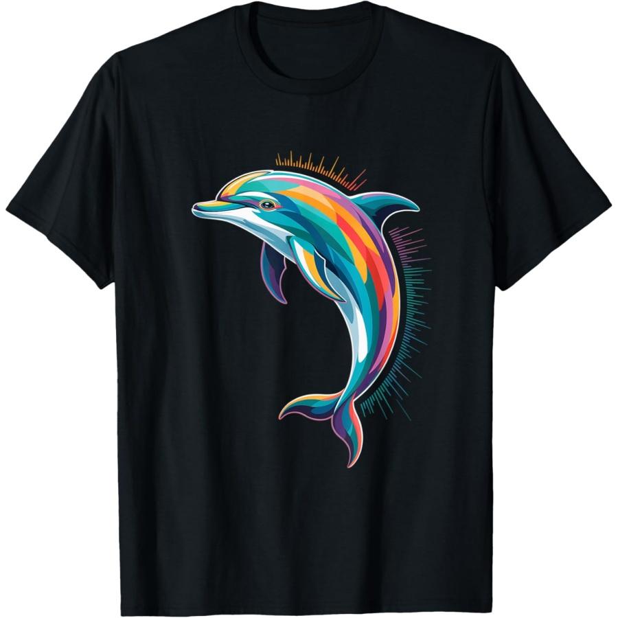 Геометрическое искусство дельфина Визионерский дух Океанский тотем Футболка(4)