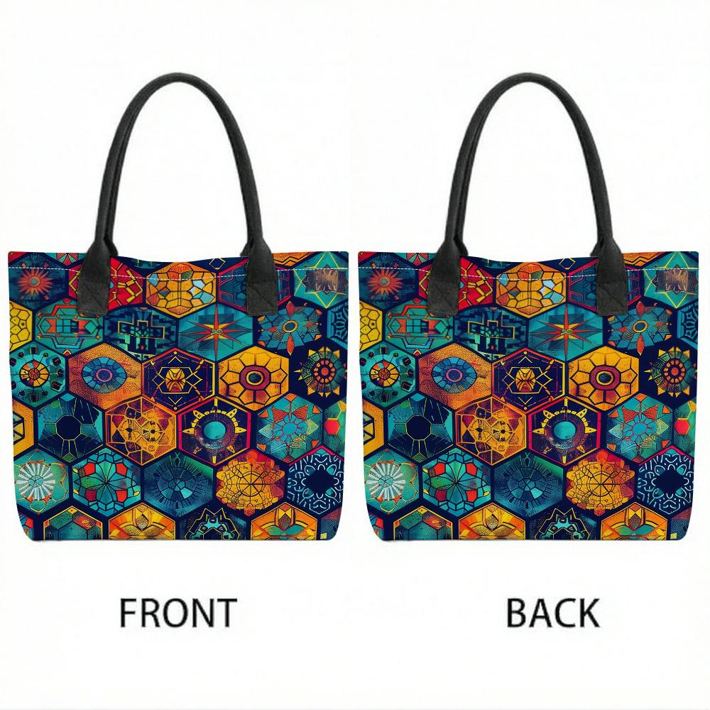 Bohemian Print Tote Bag Large Capacity Shoulder Purse for Daily Travel