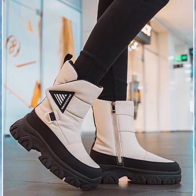 Женские зимние меховые утепленные водонепроницаемые удобные теплые непродуваемые легкие походные водонепроницаемые противоскользящие ботинки на толстой подошве для снега