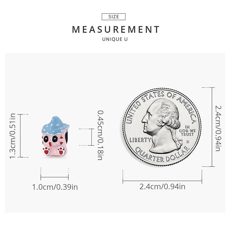 WOSTU Cute Textured Fairy Pink Cat Baby Blue Hat 925 Sterling Silver Beads Fit Bracelet Bangle Fine Jewelry