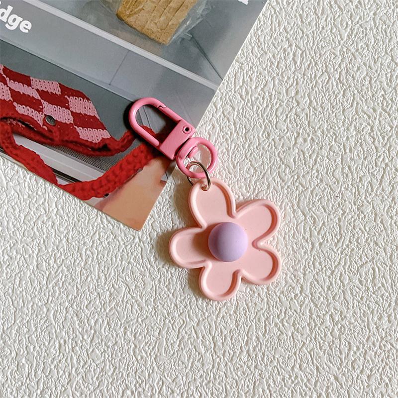 Корейский брелок с цветочным принтом в виде конфеты, милый цветочный брелок, держатель для ключей от машины, сумка, кулон, украшение для рюкзака, подарки для лучших друзей