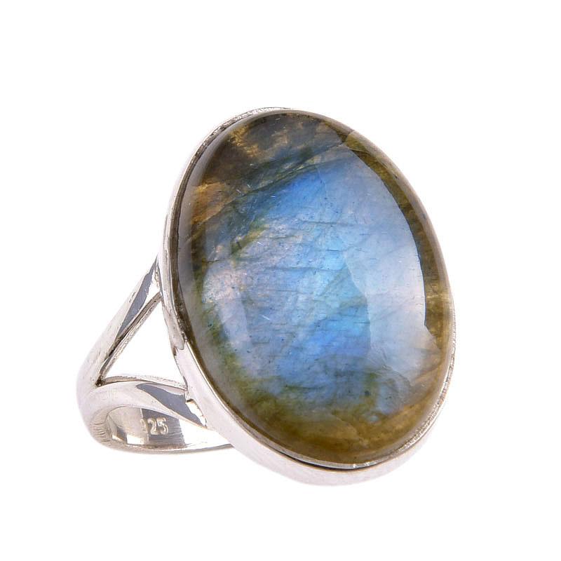 Натуральный Лабрадорит Драгоценный Камень 925 Проба Стерлинговое Серебро Ювелирное Кольцо Размер 9 O8n98