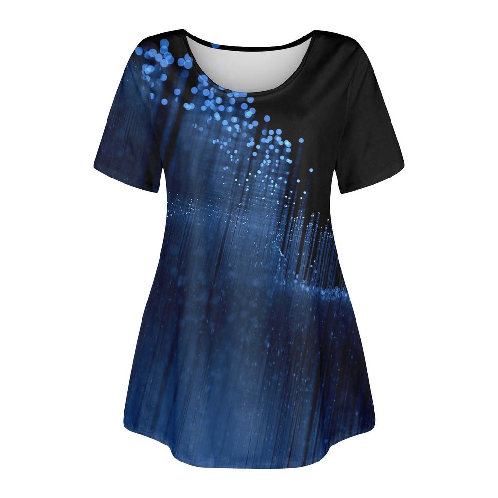 Женская свободная футболка трапециевидной формы с коротким рукавом и круглым вырезом с большим верхом и принтом