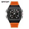 SANDA 3396 Fashion Electronic Watches for Man Dual Display Students Luminous Alarm Clock Sports Waterproof LED Digital Watch