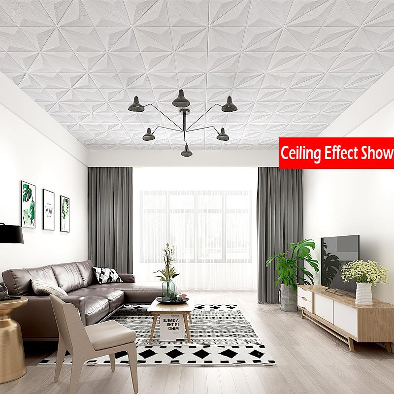 35*35cm Waterproof Bed Room Decor Decoration Wallpaper Anti-collision Peel and Stick Ceiling 3d Wall Stickers Background Home