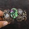Ruby Zoisite Cuff Bracelet Copper Wire Wrapped Gemstone Cuff Rainbow Moonstone Bangle Handmade Jewelry Adjustable Cuff Bracelet Gift For Mom