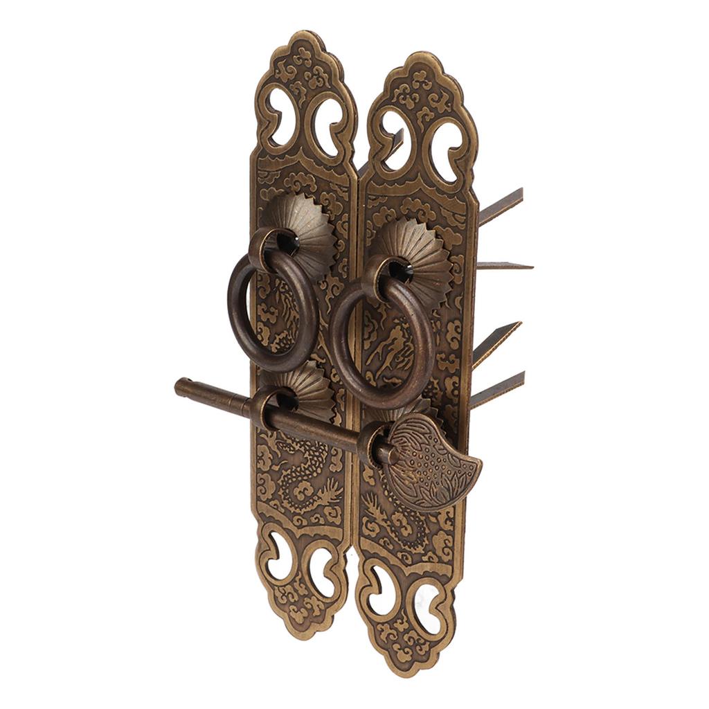 2 комплекта Накладка на дверцу шкафа Счастливый узор Вертикальный тип Прямая ручка Бронза Китайская латунь Дверная ручка