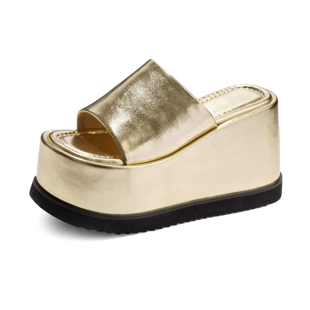 Модные Krazing Pot Натуральная кожа Супервысокие танкетки Повседневные Пляжные Слингбэки Мюли Платформа Летние сандалии Лаконичные Роскошные Уличные тапочки