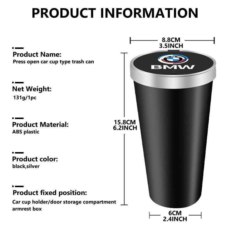 TVHW5 Car Center Console Storage Trash Can Cup Holder Garbage Bin For BMW 1 3 4 5 6 7 Series M X1 X3 Performance Alpina G20 F20
