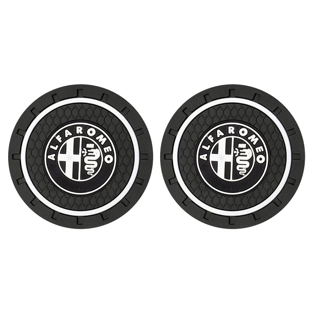 1/2pcs Car Coasters Silica Gel Water Cup Mat Valve Non-slip Pad For Alfa Romeo Giulia Stelvio MiTo Giulietta 147 156 159 166 GT