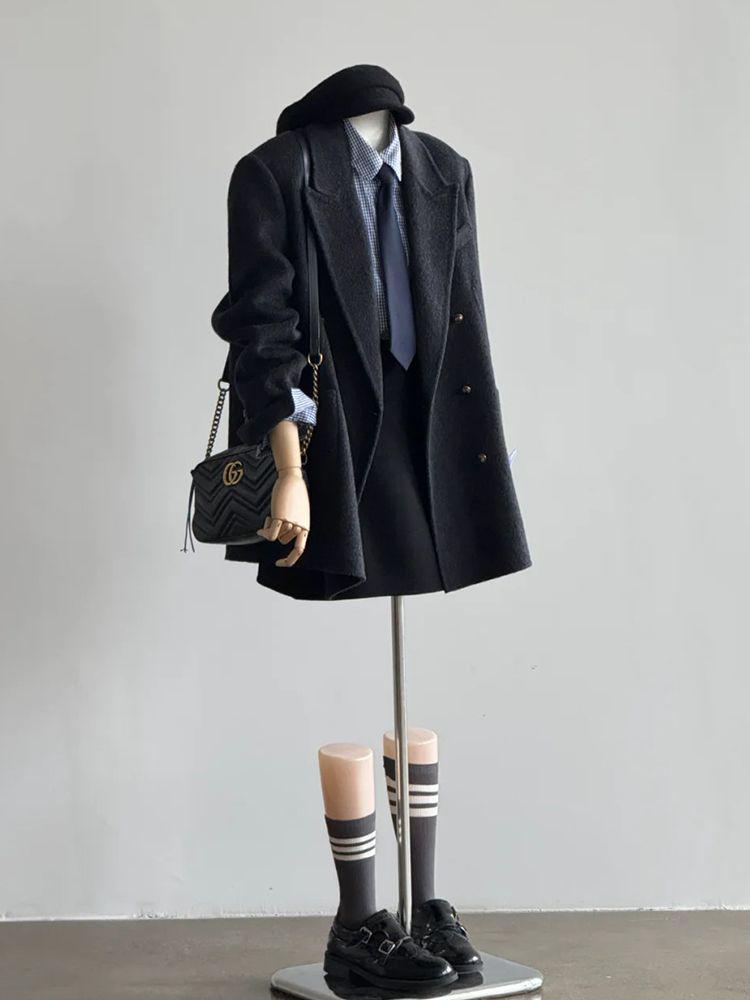 Маленькое шерстяное пальто в корейском стиле для осени и зимы