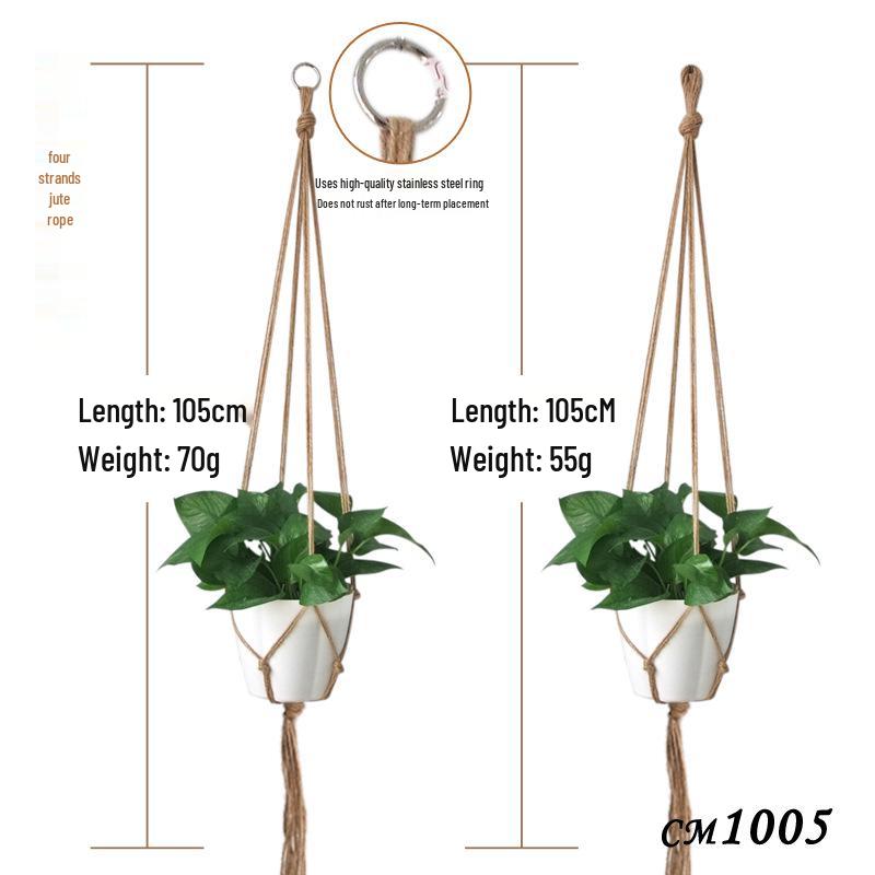 Hemp Rope Hand-Woven Hanging Flower Basket Net