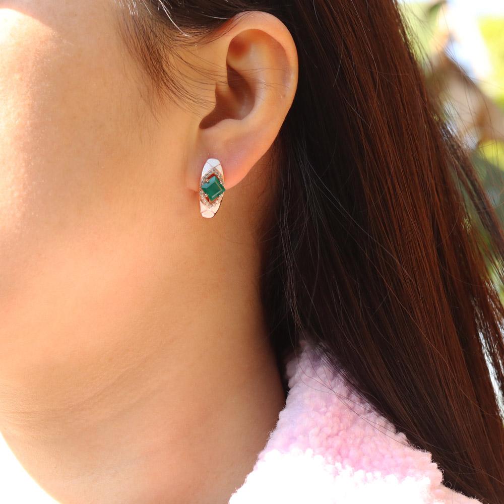 Bolaijewelry Натуральный зеленый агат, стерлинговое серебро 925 пробы, розовое золото, серьги с драгоценными камнями, винтажный дизайн, женский подарок на день рождения, годовщину