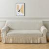 Solid Color Seersucker Sofa Cover with Skirt, Full Coverage, Non-Slip, Dustproof, Stretch Sofa Slipcover for Couch with Armrests