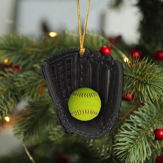 Подвеска в виде перчатки для софтбола, акриловая плоская перчатка для софтбола, украшение на елку в стиле софтбола, подарочное украшение
