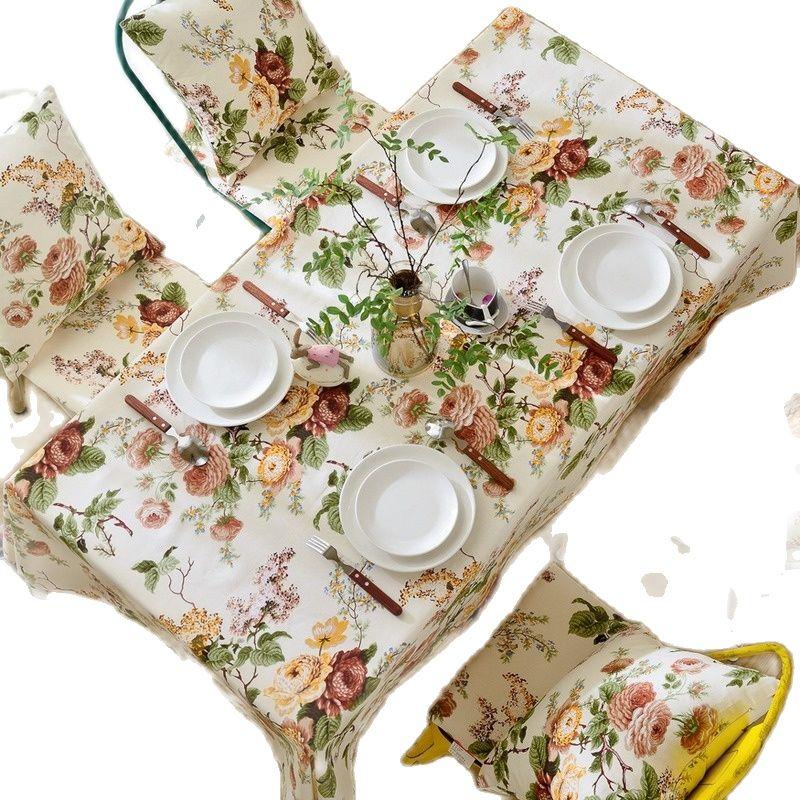 Винтажная скатерть с цветочным узором и цветком, водонепроницаемая прямоугольная скатерть для стола, свадебное украшение, необрастающая скатерть