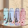 1PC Eiffel Tower Paris Floral 750ml Color Plastic Sports Water Bottle Leakproof Flip Straw Lid Suitable for Sports Office Home Use