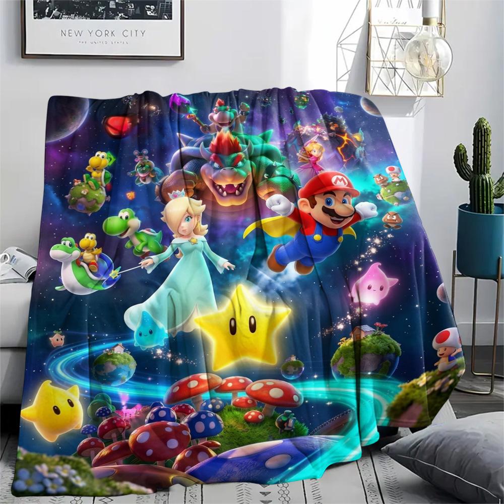Super Mario Print Flannel Blanket, Ultra Soft High Quality All Seasons Warm Throw, Home Decor Cozy Blanket, Perfect Christmas Gift