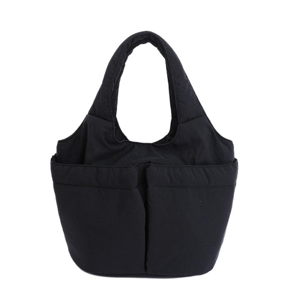 Multi-pouch Simple Commuting Tote Bag Large Capacity Solid Color Handbag Folded Bucket Bag Unisex