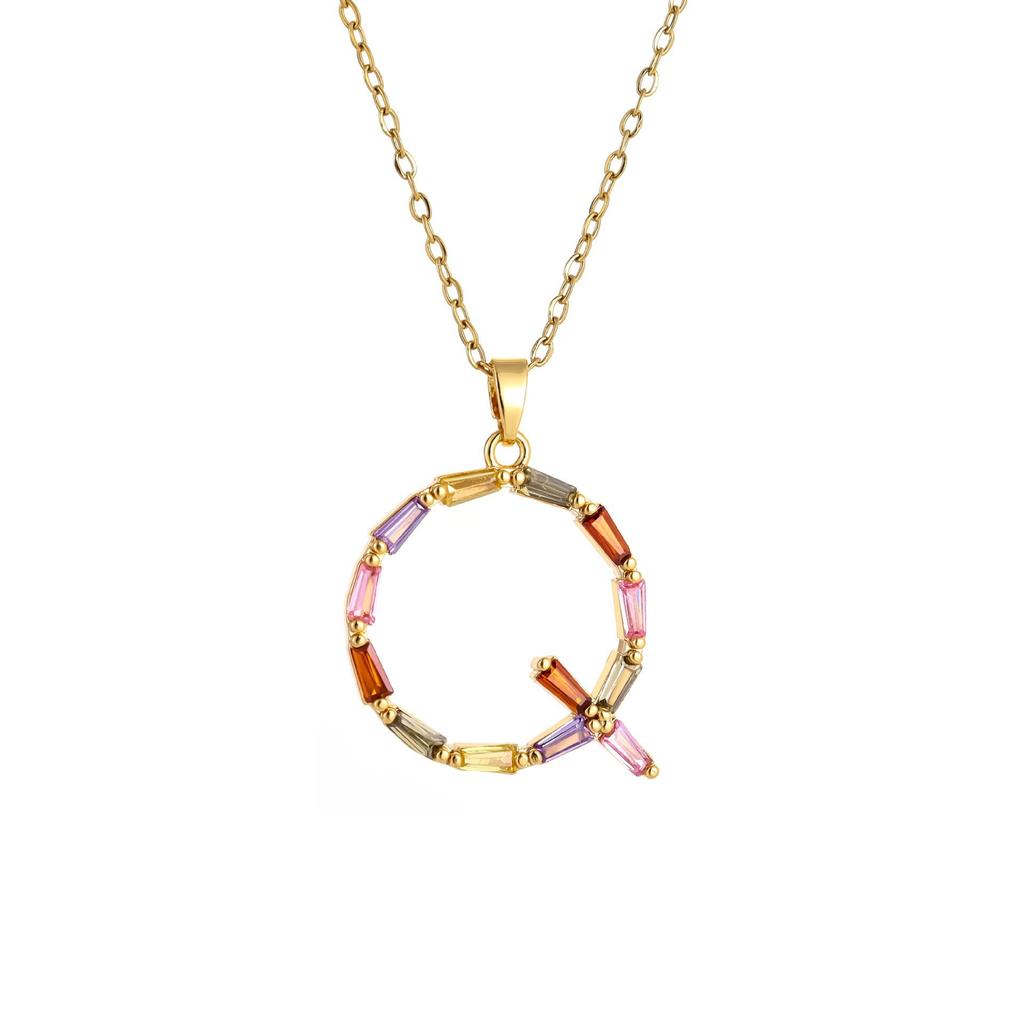 Женское металлическое колье с бриллиантами и цветными драгоценными камнями, Премиальный дизайн ручной работы, Колье с инициалом, Подарок для женщин, Праздничный подарок, Ювелирное украшение для вечеринки