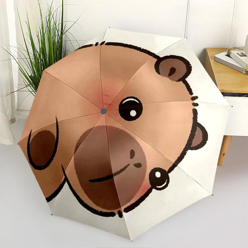Cute Capybara Automatic Folding Umbrella Compact 8 rib Design, Unique Style, Suitable for Everyday Outdoor Use, Perfect Gift for Friends and