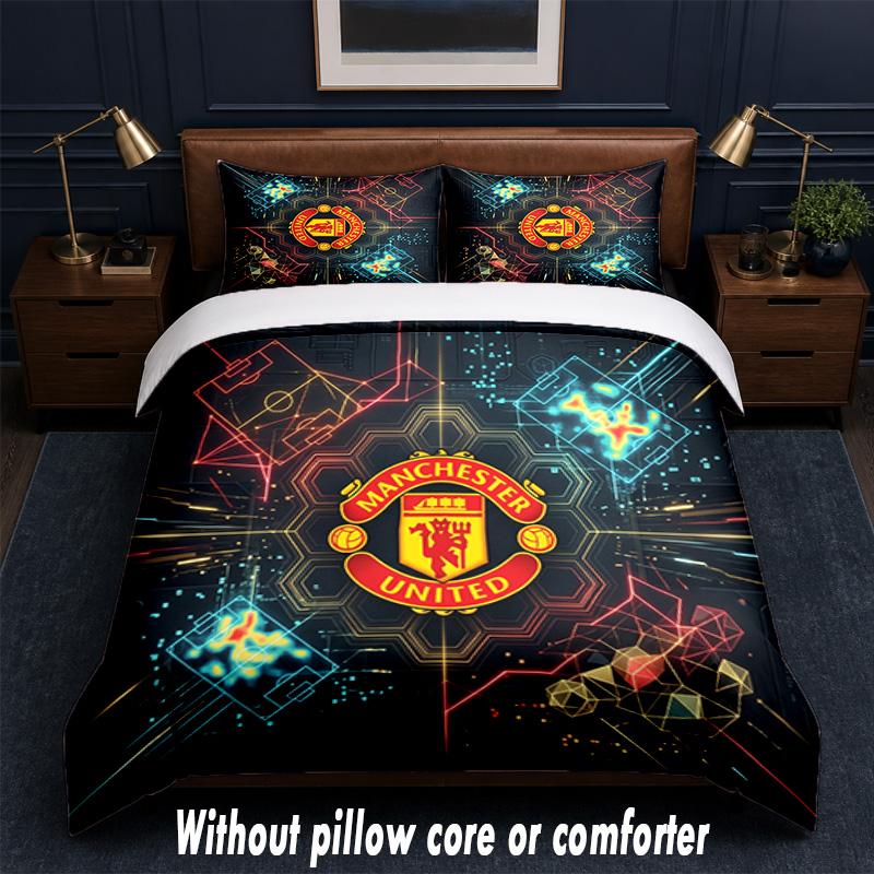 Дизайн Manchester United Постельное белье 1 пододеяльник + 2 наволочки Мягкое дышащее домашнее постельное белье