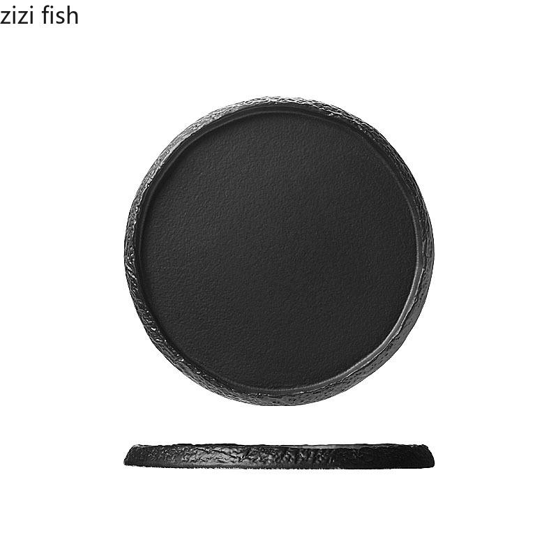 Однотонная круглая керамическая тарелка для стейка, десертная тарелка, блюдо для суши, демонстрационная тарелка для молекулярной кухни, специальная ресторанная посуда