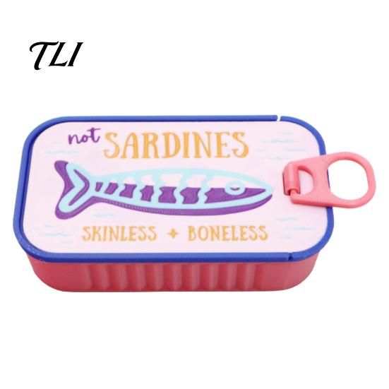 Whimsical Jewelry Container Sardine Tin Box with Fishbone, PLA Vintage Compact Size Ring Storage Organizer, Portable Case for Earrings Necklaces Rings