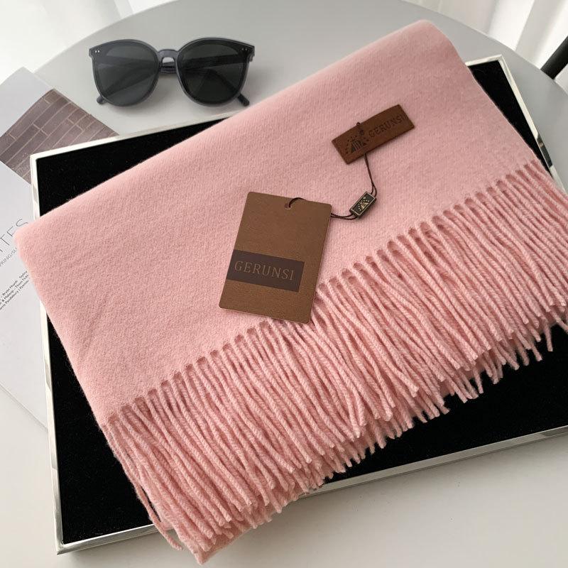 Cashmere Hand Feel Autumn And Winter Solid Color Scarf Women'S Thick Tassel Simple And Versatile Soft And Warm Imitation Cashmere Shawl